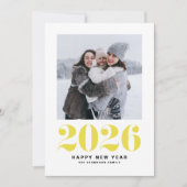 黄モダンタイポグラフィ2022年新年おめでとう写真 シーズンカード (正面)