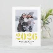 黄モダンタイポグラフィ2022年新年おめでとう写真 シーズンカード (スタンド正面)
