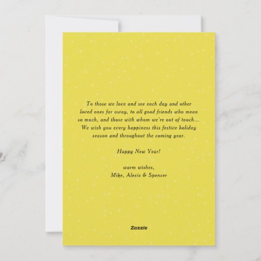 黄モダンタイポグラフィ2022年新年おめでとう写真 シーズンカード (裏面)