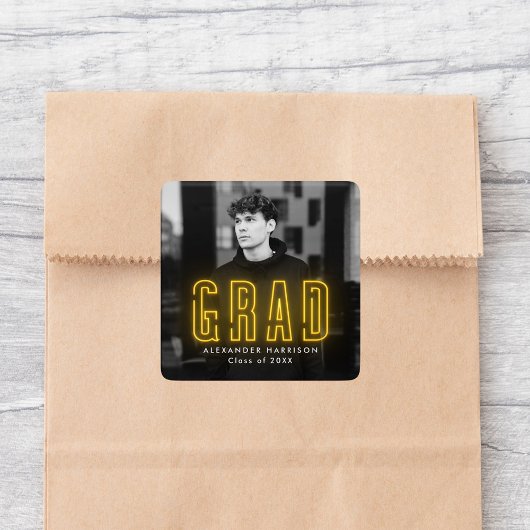 黄モダンネオン卒業 スクエアシール