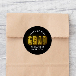 黄モダンネオン卒業 ラウンドシール