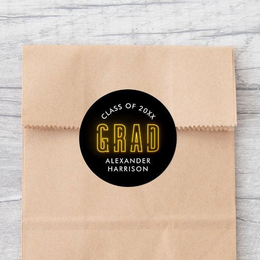 黄モダンネオン卒業 ラウンドシール