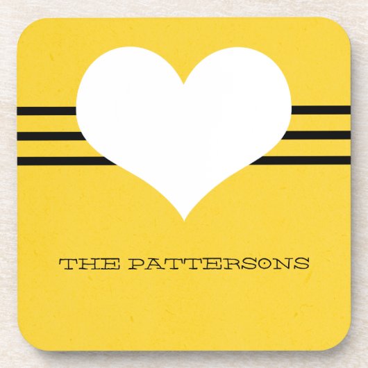 黄モダンハートコースターセット コースター (正面)