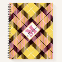 黄モダンピンクプレイドタータンチェックパーソナライズされた名