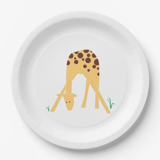 黄モダンミニマルキリン赤ちゃんシャワー誕生日 ペーパープレート (正面)