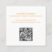 黄モダンミニマルタイポグラフィカスタムQRコード スクエア名刺 (裏面)