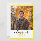 黄モダンミニマルタイポグラフィ卒業パーティー 招待状 (裏面)