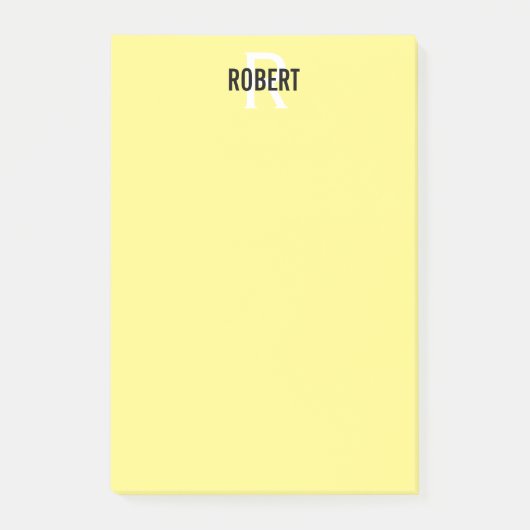 黄モダンモノグラム名 ポストイット (正面)
