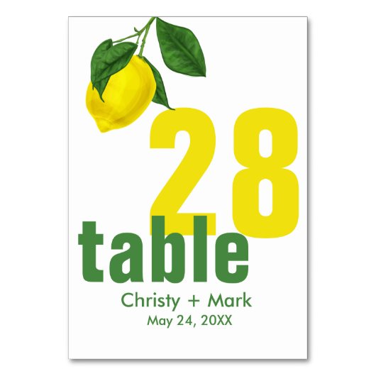黄モダンレモン夏 テーブルナンバー (正面)