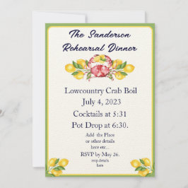 黄モダンレモン赤カニ煮沸招待状緑 招待状