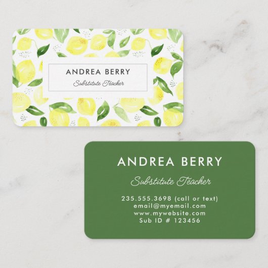 黄モダンレモン 名刺 (正面/裏面)