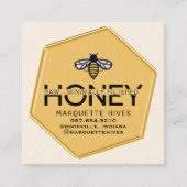 黄モダン六角スタイルの蜂ハニービジネス スクエア名刺 (正面)