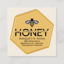 黄モダン六角スタイルの蜂ハニービジネス スクエア名刺