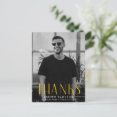 黄モダン写真卒業 ポストカード (スタンド正面)