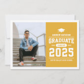 黄モダン写真卒業 案内状 (正面)