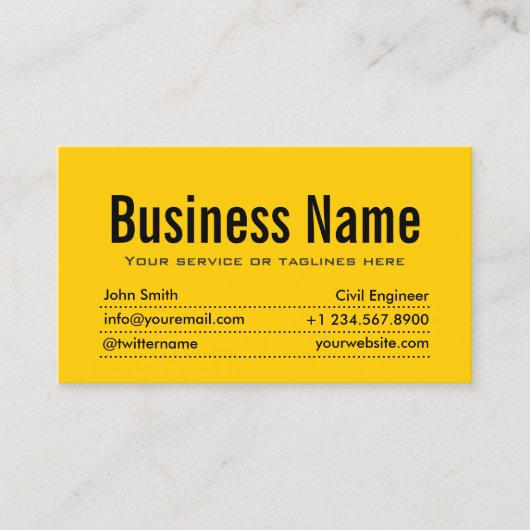黄モダン土木技術者名刺 名刺 (正面)