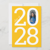 黄モダン学年と写真卒業 案内状 (正面)