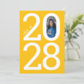 黄モダン学年と写真卒業 案内状 (スタンド正面)