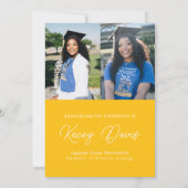 黄モダン学年と写真卒業 案内状 (裏面)