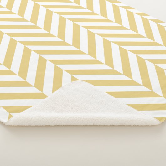 黄モダン山形ヘリンボーンパターン シェルパブランケット (3/4)