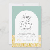 黄モダン抽象芸術誕生日 招待状 (裏面)