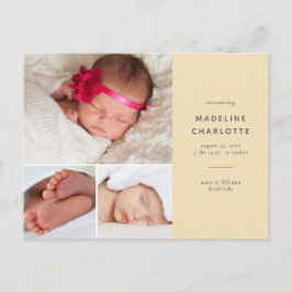 黄モダン数々の写真誕生発表 ポストカード