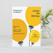 黄モダン気球9th誕生日招待状カード 招待状 (スタンド正面)