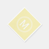 黄モダン淡い色の色カスタム丸モノグラム スタンダードカクテルナプキン (角)