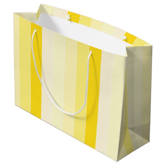 黄モダン白ストライプのトレンディーテンプレート ラージペーパーバッグ (裏面アングル)