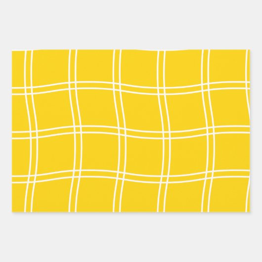 黄モダン白ミニマリスト夏の幾何学模様 ラッピングペーパーシート (正面3)