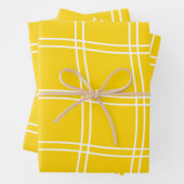 黄モダン白ミニマリスト夏の幾何学模様 ラッピングペーパーシート (インサイチュ)