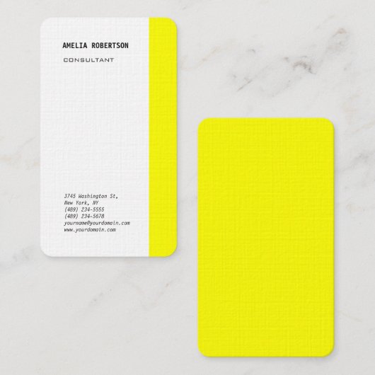 黄モダン白ミニマルプロフェッショナル 名刺 (正面/裏面)