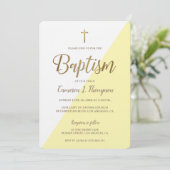 黄モダン白金ゴールドバプテスマベビー 招待状 (スタンド正面)