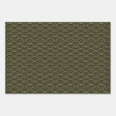 黄モダン白黒幾何日本の波 ラッピングペーパーシート (正面2)