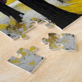 黄モダン紫ブルーブライト鮮やかフォレスト ジグソーパズル (側面)