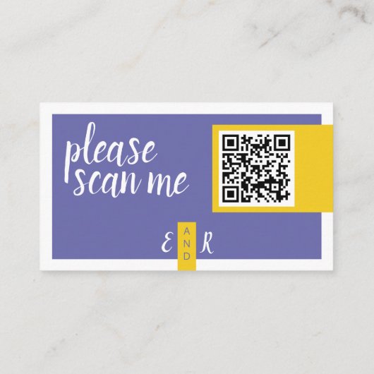 黄モダン紫QRコードの結婚ウェブサイト エンクロージャーカード (裏面)
