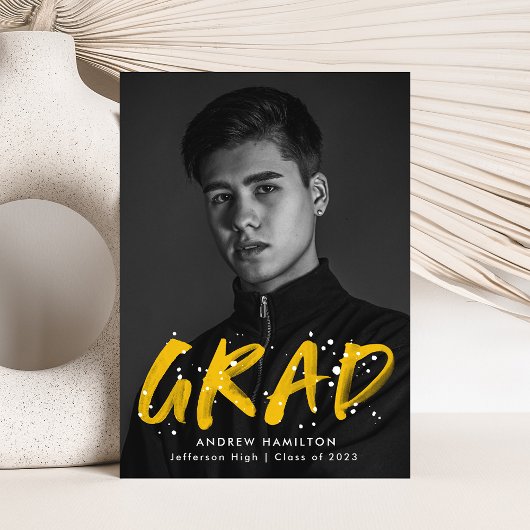 黄モダン絵を描（ばちゃばちゃ）跳ねる 案内状