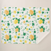 黄モダン緑の水色フローラ シェルパブランケット (正面(横))