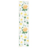 黄モダン緑の水色フローラ ショートテーブルランナー (正面)