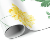 黄モダン緑の水色フローラ ラッピングペーパー (ロールコーナー)