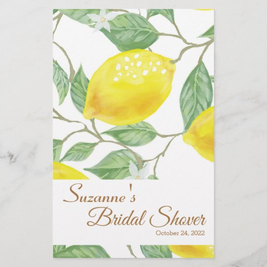 黄モダン緑レモンブライダルシャワーゲーム (裏面)