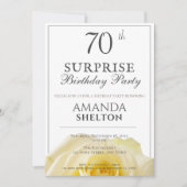 黄モダン色いバラの70回目の驚きの誕生パーティー 招待状 (正面)