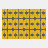 黄モダン色とグレーのシンプル幾何学模様 ラッピングペーパーシート (正面3)