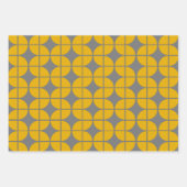 黄モダン色とグレーのシンプル幾何学模様 ラッピングペーパーシート (正面2)