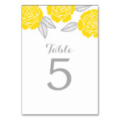 黄モダン色と灰色のバラ結婚 テーブルナンバー (裏面)