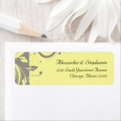 黄モダン色と灰色の渦巻き結婚旋回 ラベル (インサイチュ)