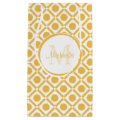 黄モダン色と白のジオメトモノグラムのリ名 スモールペーパーバッグ (正面)