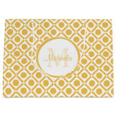 黄モダン色と白のジオメトモノグラムのリ名 ラージペーパーバッグ (正面)