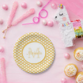 黄モダン色と白のホタテ ペーパープレート (パーティー)