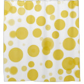 黄モダン色と白の水玉模様バブルパーティー シャワーカーテン (正面)